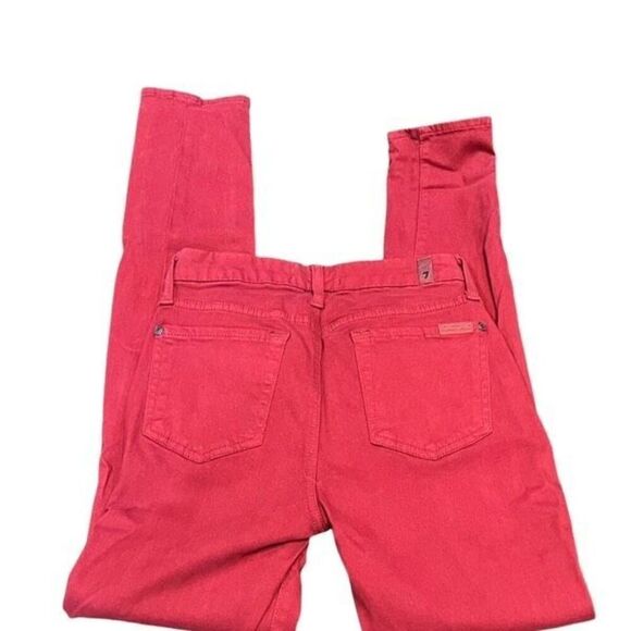 7 For All Mankind Wine Red Brushed Cotton Skinny Jean Size 25 - Picture 3 of 4